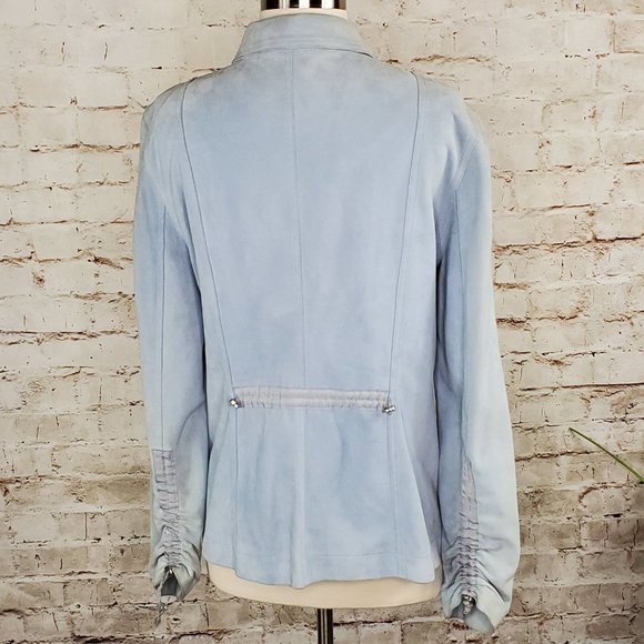 Elie Tahari Jackets & Blazers - Elie Tahari Powder Blue Suede Safari Jacket L